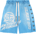 GLAZA GOD Heavyweight French Terry Shorts – Blue Wash