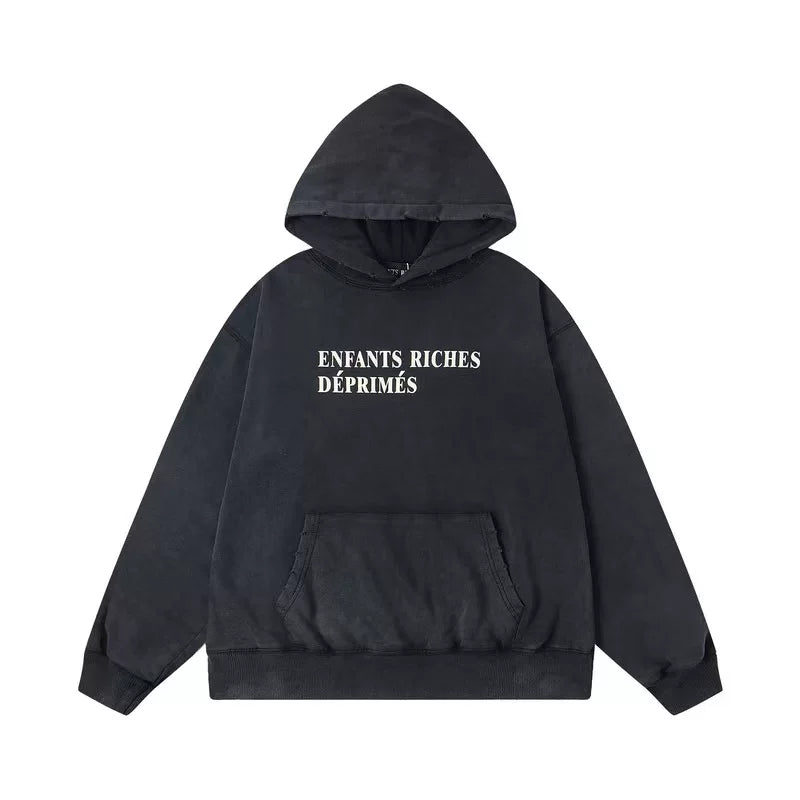 ERD Full Name Pullover Hoodie — Washed Black