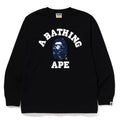 BAPE Style Collegiate Arc Logo & Camo Ape Head Long-Sleeve Tee - White/Red