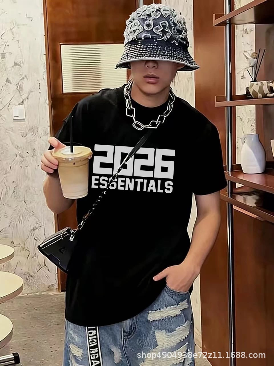 ESSENTIALS26ss New American High Street Sports and Leisure Short sleeved T-shirt for Men's Trendy Versatile Brand Summer