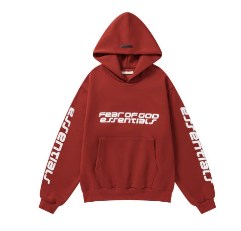 FOG Double Line ESSENTIALS Meichao High Street Silicone Letter Velvet Hoodie Casual Pants Set for Men