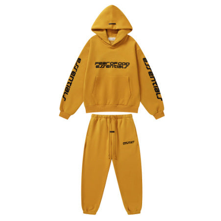 FOG Double Line ESSENTIALS Meichao High Street Silicone Letter Velvet Hoodie Casual Pants Set for Men