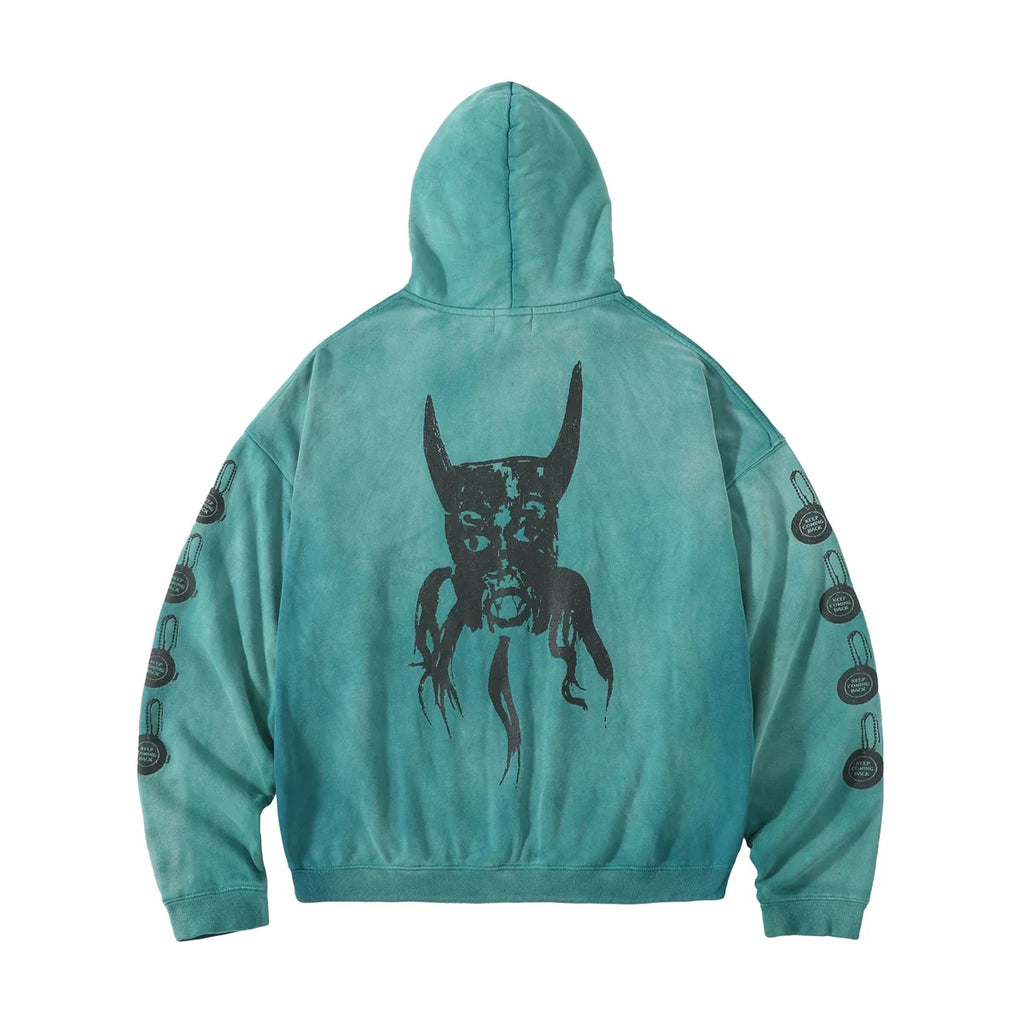 ERD 24SS Cracked Graphic Washed Hoodie - Blue