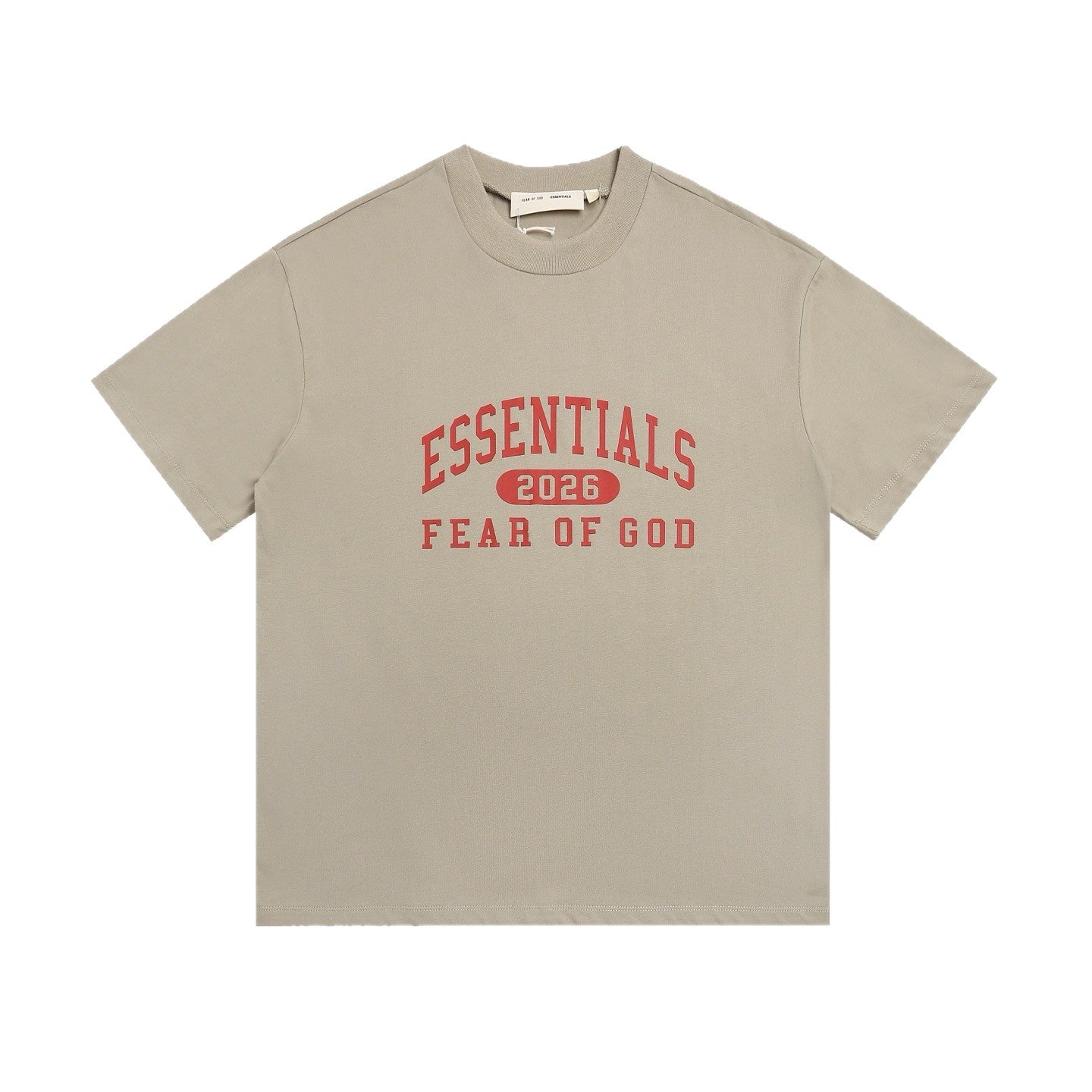 Cross border trendy brand FOG double line ESSENTIALS three-dimensional letter printed short sleeved T-shirt for men and women loose suit trend