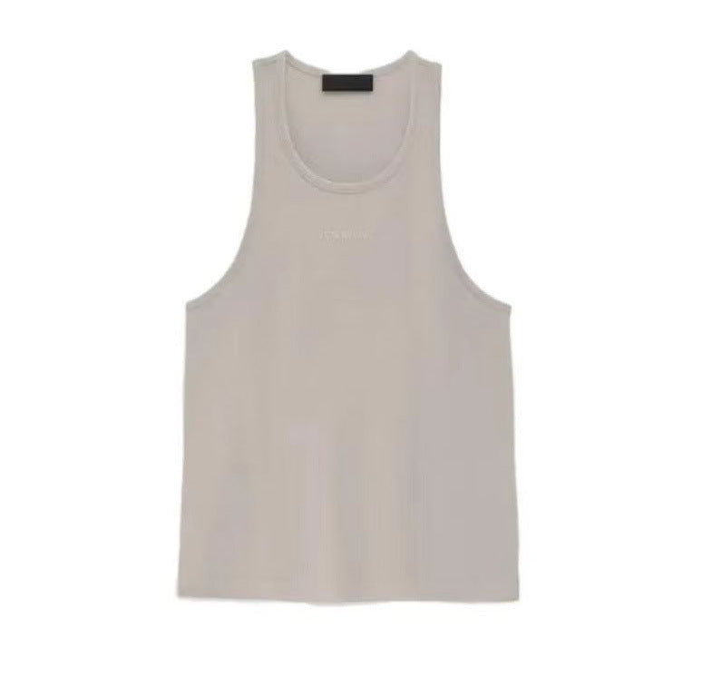 ESSENTIALS New Stacked Bottom Shirt Trendy Brand Solid Color Sleeveless Tank Top Couple Men's and Women's Couple's T-shirt