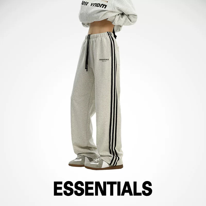 ESSENTIALS official straight leg sweatpants men's and women's autumn and winter trendy brand FOG double line three bar casual sports pants