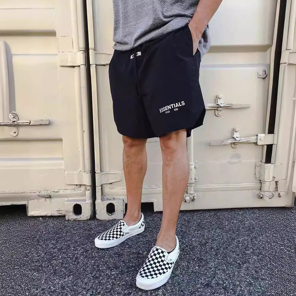 ESSENTIALSZONE Summer Nylon Thin Shorts Reflective Unisex Couple Pentagram Pants Trendy Brand