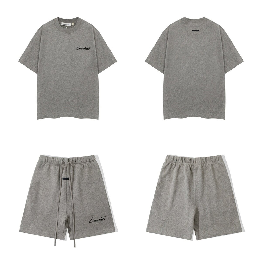 FOG Double Line ESSENTIALS Three Dimensional Letter Logo Printed Summer Loose Casual Short sleeved T-shirt Shorts Set