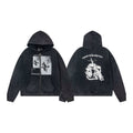 ERD "Enfants Riches Déprimés" Demon Graphic Zip-Up Hoodie — Washed Charcoal