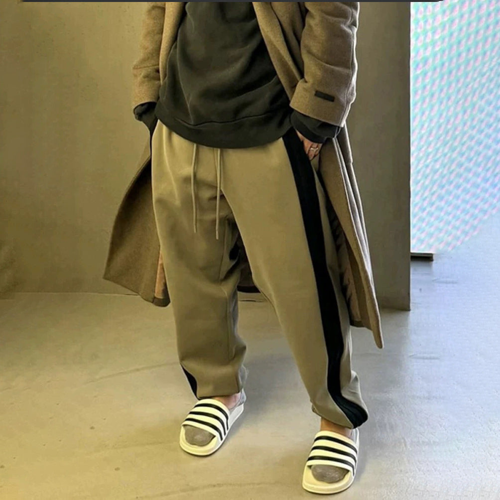 FOG STACK主线ESSENTIALS联名FEAR OF GOD三条杠宽松休闲束脚裤