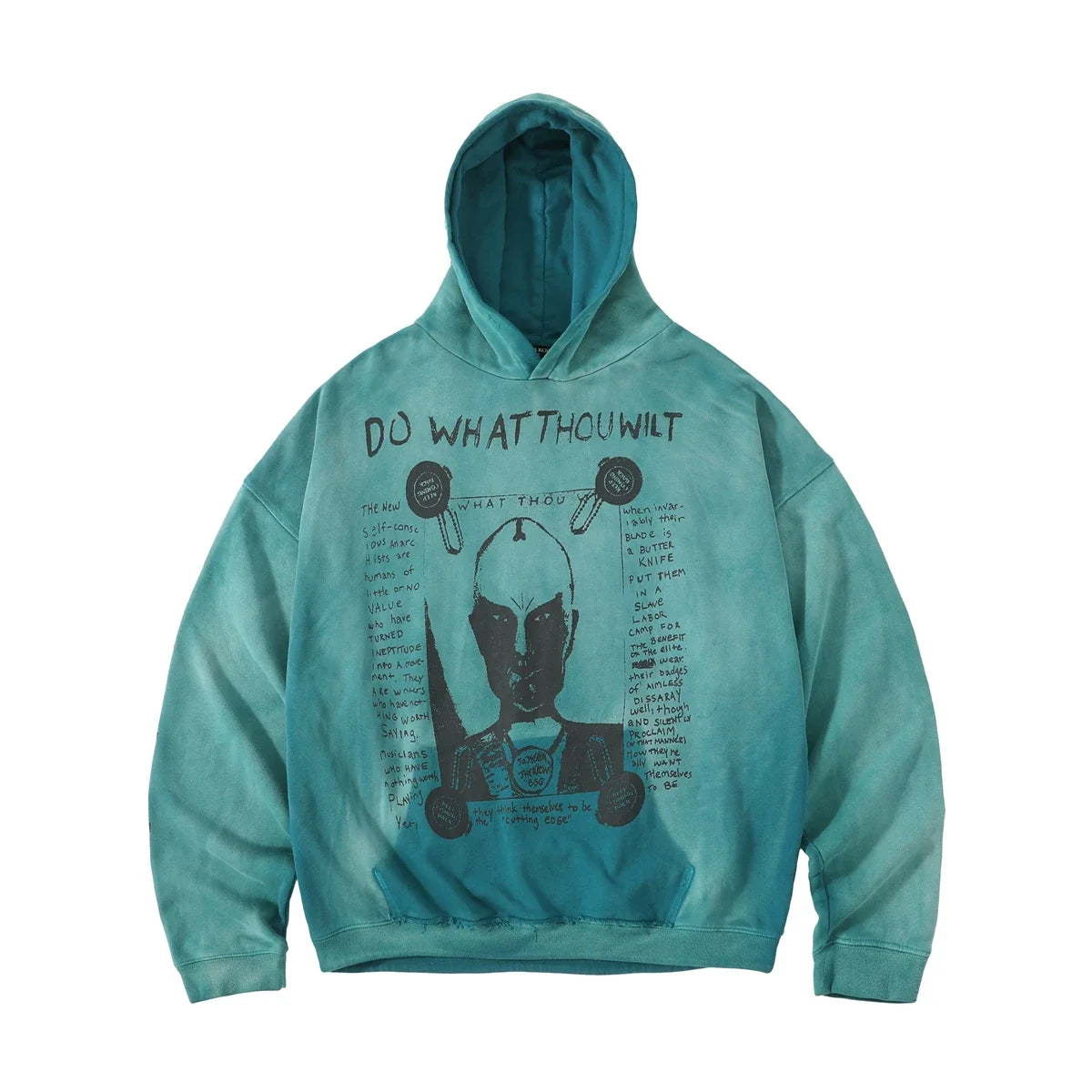 ERD 24SS Cracked Graphic Washed Hoodie - Blue