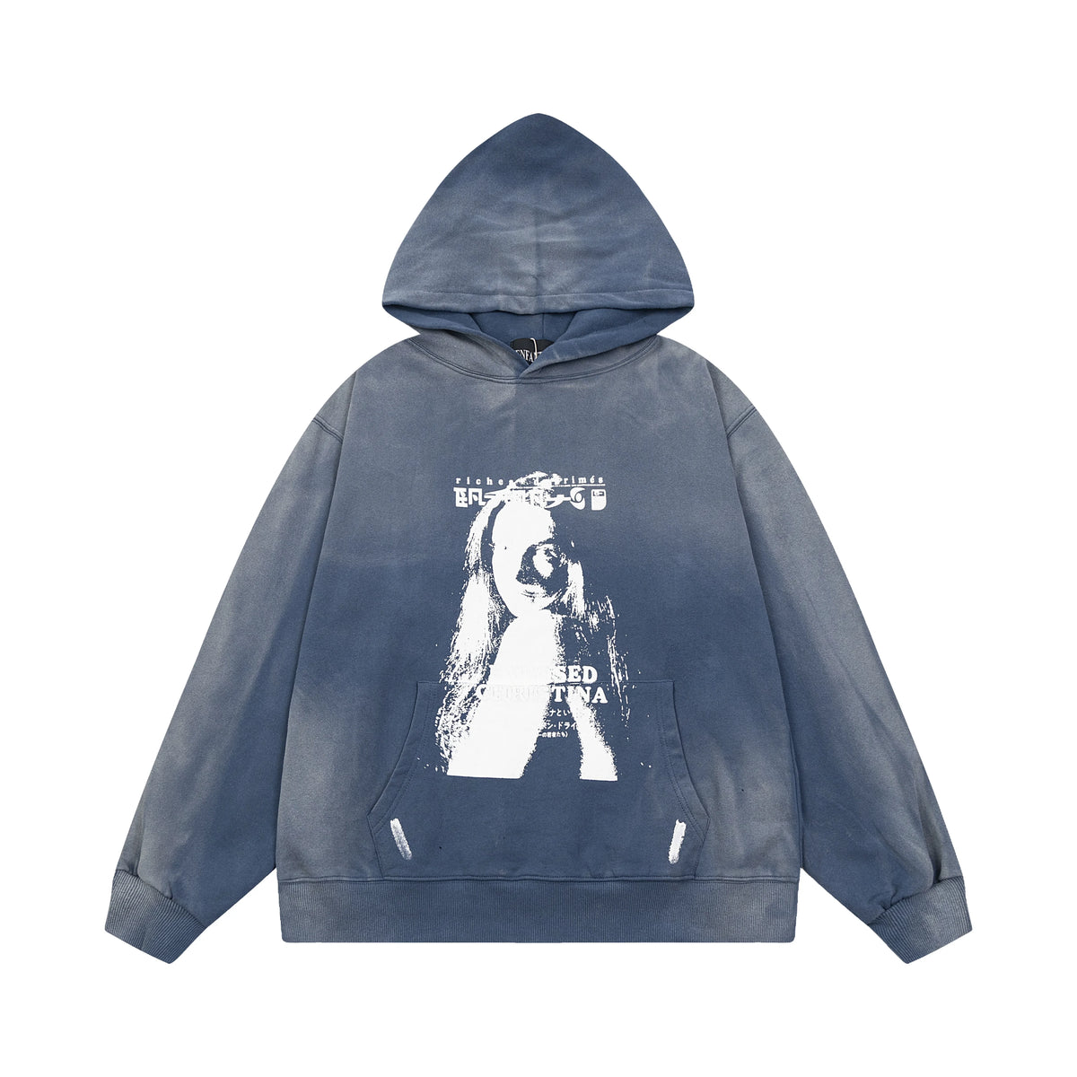 ERD Overexposed Portrait Pullover Hoodie — Washed Blue