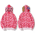 BAPE Style Camo Shark Full-Zip Hoodie - Pink