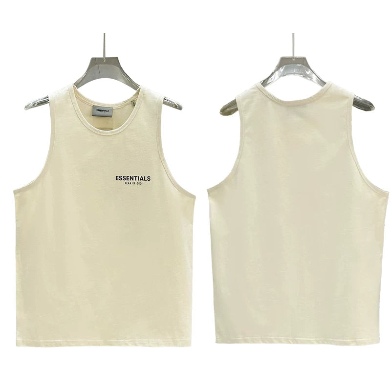 Essentials sleeveless T-shirt for men, made of pure cotton, loose fitting, American style, with a shoulder and cut sleeves, sweatshirt, sports vest for men