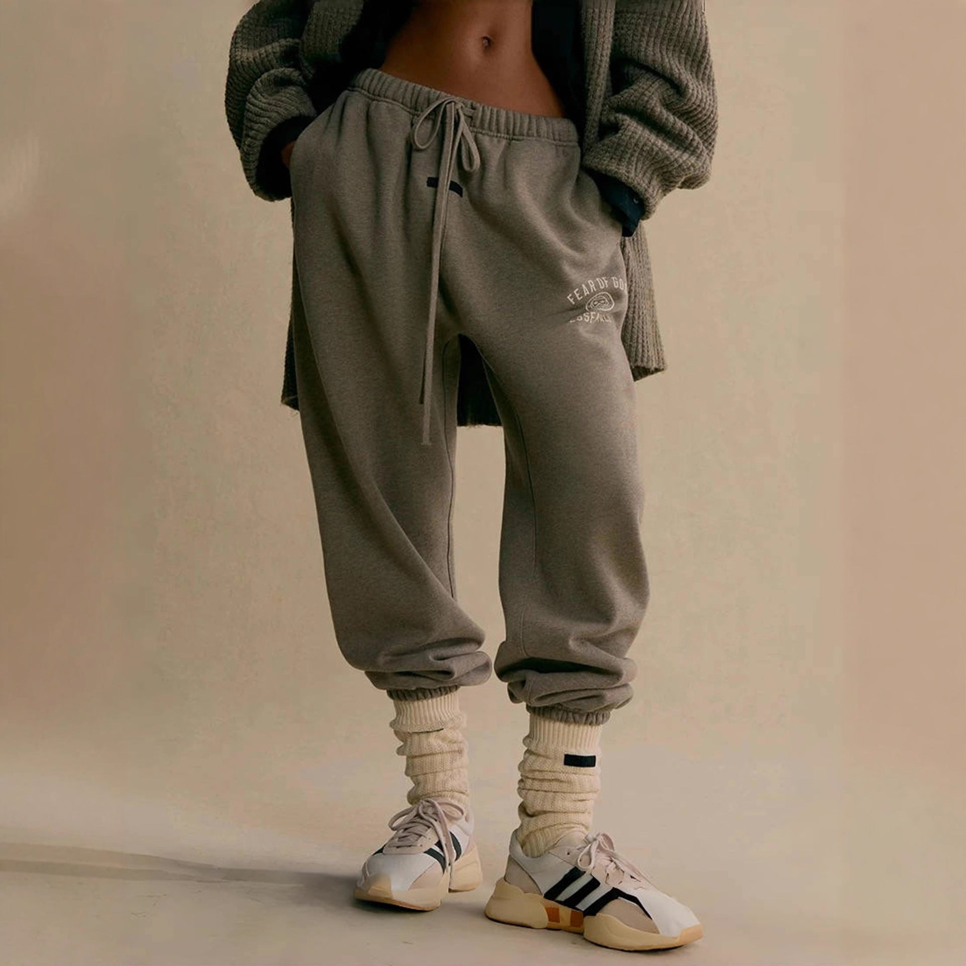 ESSENTIALSHHH Autumn/Winter Plush American High Street Trendy Brand Casual Loose Couple Pants Men's and Women's Bathroom Pants Men's