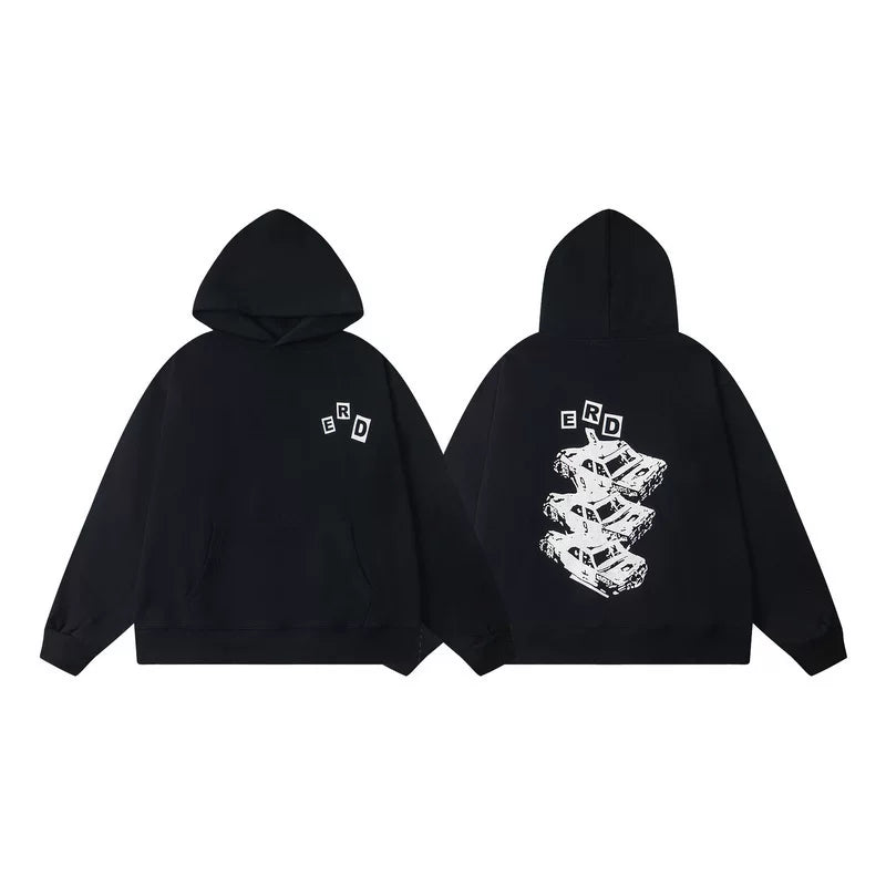 ERD Crashed Cop Cars Pullover Hoodie — Black