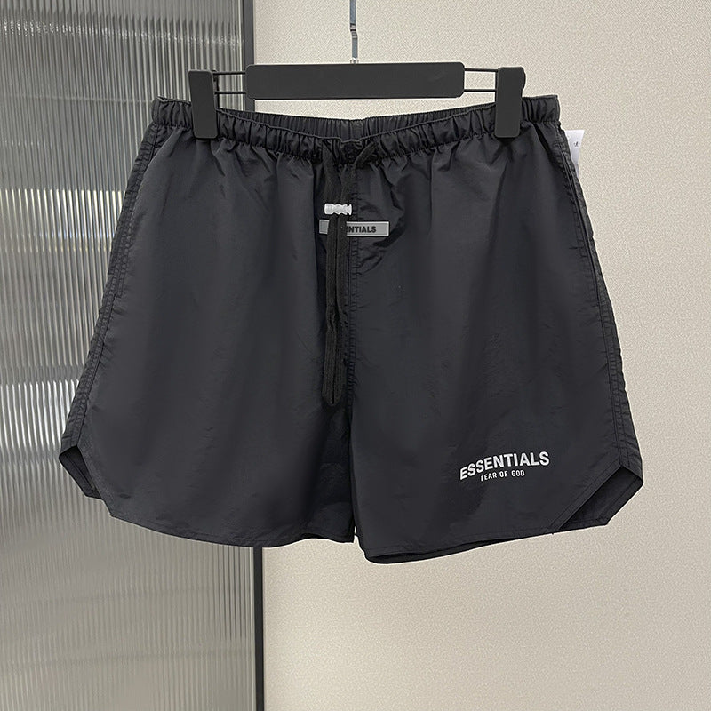 FOG woven shorts ESSENTIALS American reflective letter men's and women's high street casual plus velvet sports five quarter pants