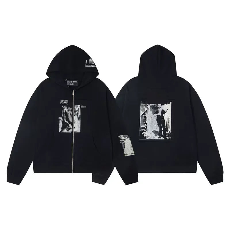 ERD 「楽屋」 Backstage Graphic Zip-Up Hoodie — Black