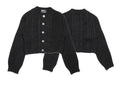 ERD Silver Button Cable-Knit Cropped Cardigan - Black