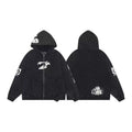 ERD Eagle Crest Graphic Zip-Up Hoodie — Washed Black