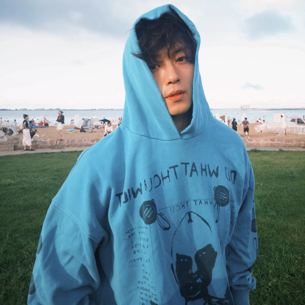 ERD Heavyweight Washed Hoodie - Retro Blue