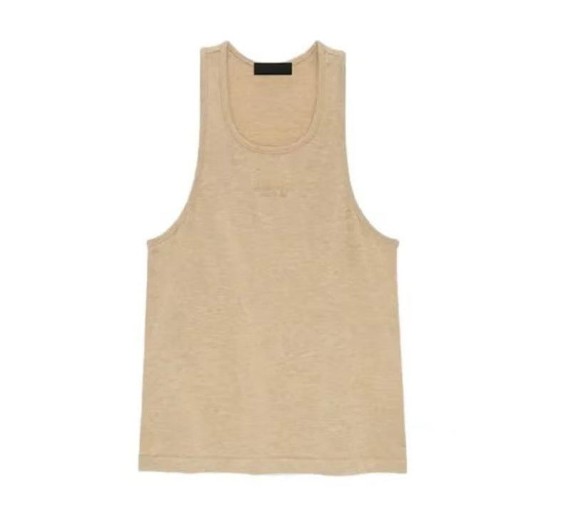 ESSENTIALS New Stacked Bottom Shirt Trendy Brand Solid Color Sleeveless Tank Top Couple Men's and Women's Couple's T-shirt