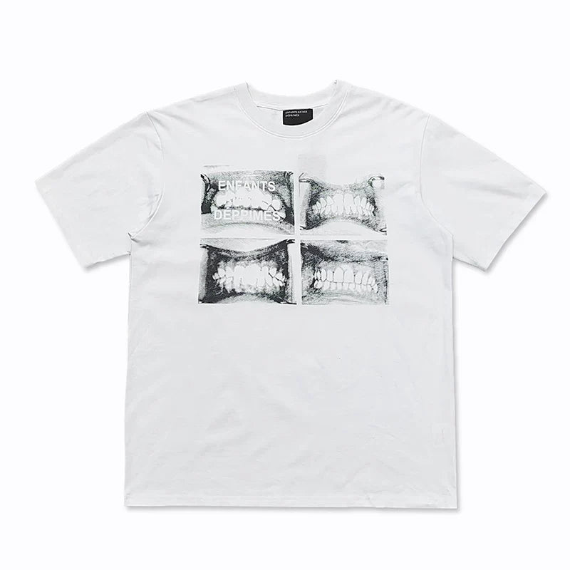 ERD Four-Panel Teeth Grid T-Shirt — White
