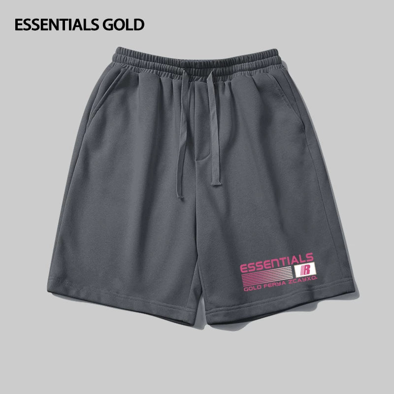 ESSENTIALS Creative Letter Printed Drawstring Sports Pentagram Pants for Men and Women Summer Trendy Brand Couple Wide Leg Shorts