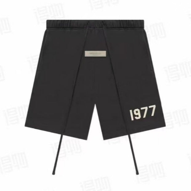 2024 New Style 1977 Plush Printed Men's Loose Casual Shorts Trendy Brand Street Pentagram Pants Summer Versatile