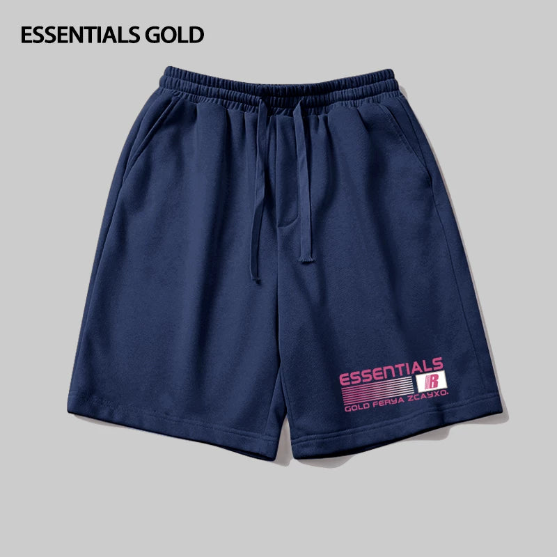 ESSENTIALS Creative Letter Printed Drawstring Sports Pentagram Pants for Men and Women Summer Trendy Brand Couple Wide Leg Shorts