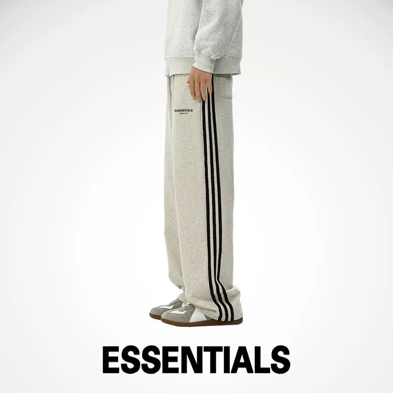 ESSENTIALS official straight leg sweatpants men's and women's autumn and winter trendy brand FOG double line three bar casual sports pants