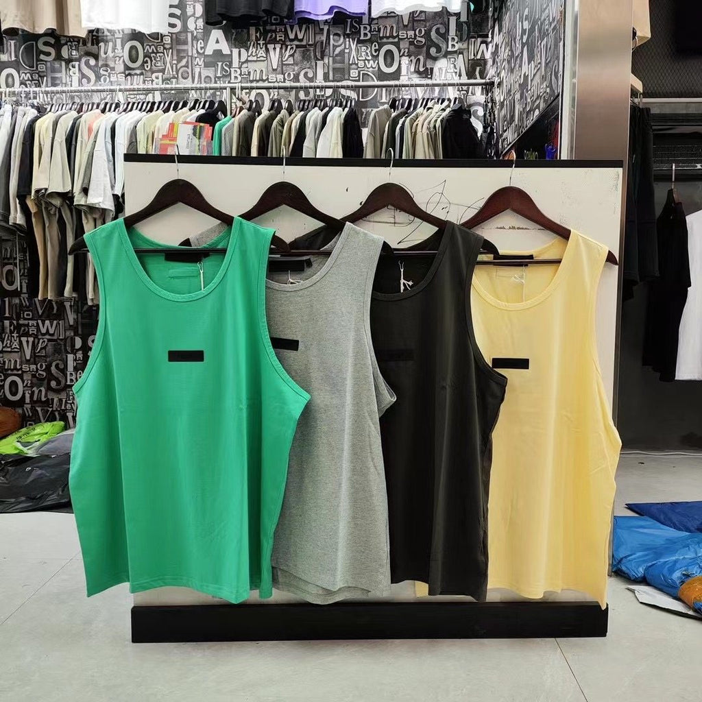 FEAR OF GOD ESSENTIALS 24SS Front Logo Sleeveless Shirt High Street Loose Men's and Women's Tank Top Sweatshirt Summer