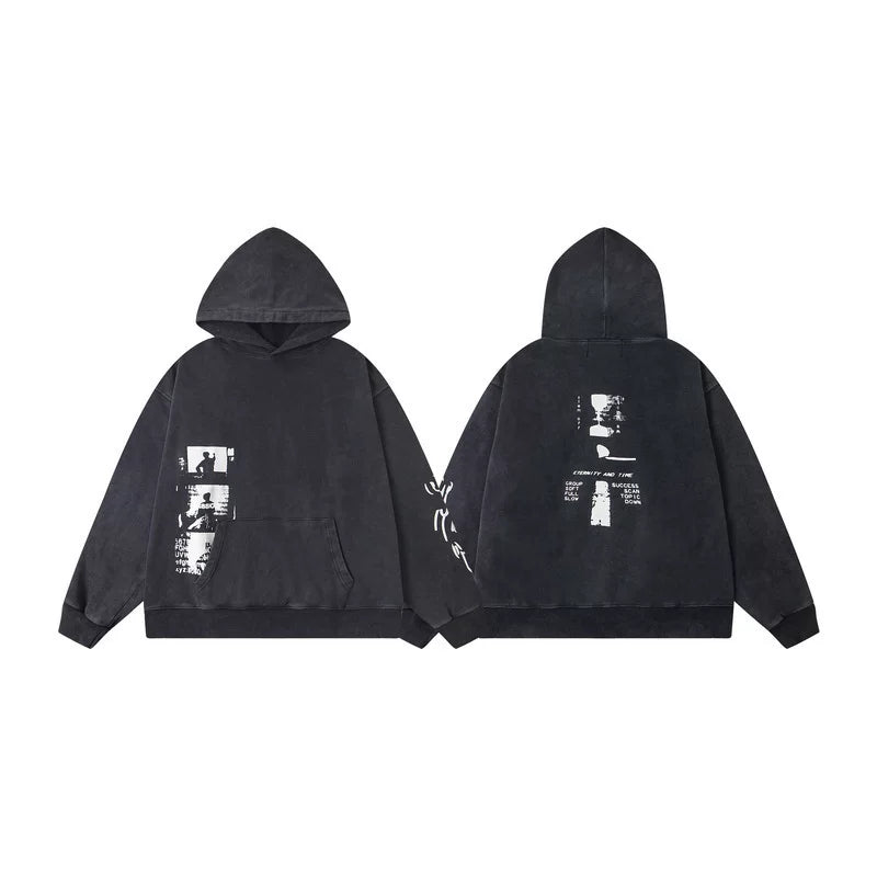 ERD “Commit and Time” Pullover Hoodie — Washed Black
