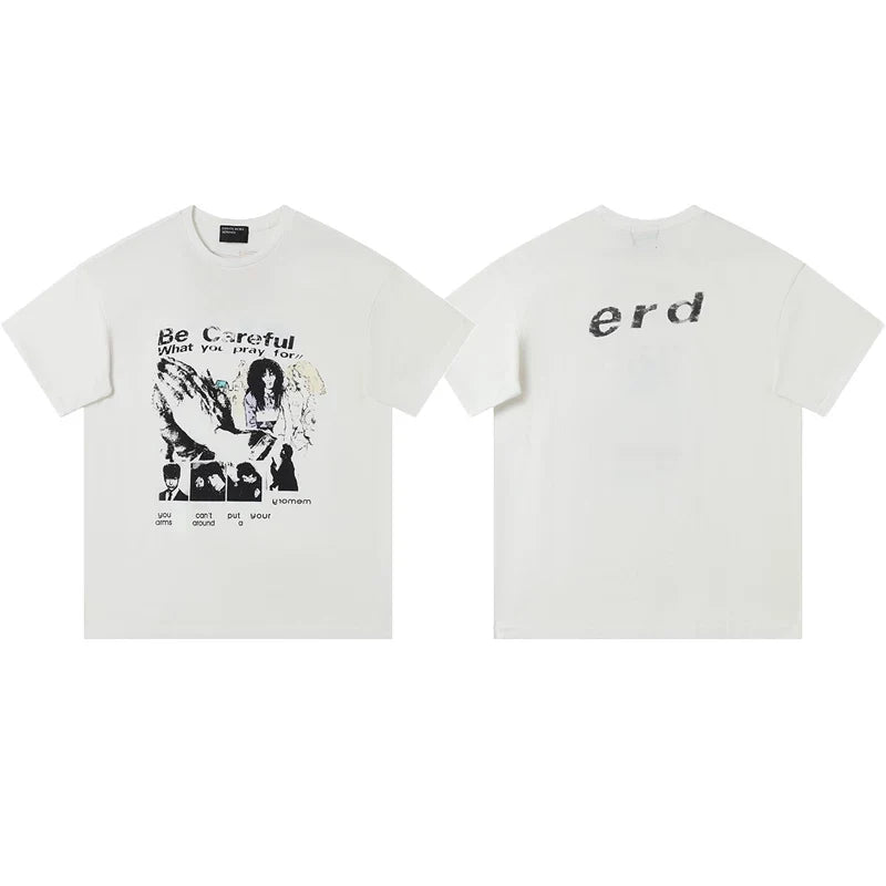 ERD “Be Careful What You Pray For” White Sketch Print T-Shirt