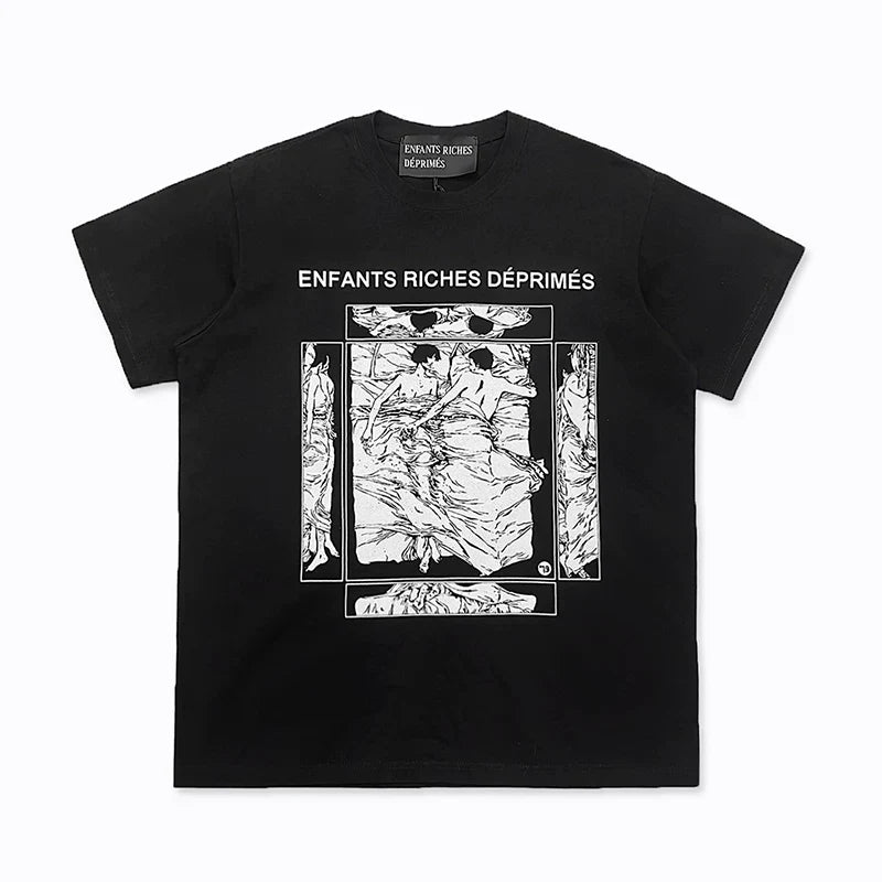 ERD “Couple in Bed” Manga Panel T-Shirt — Black