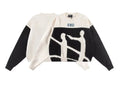ERD Two-Figure Color-Block Jacquard Knit Sweater — Cream/Black