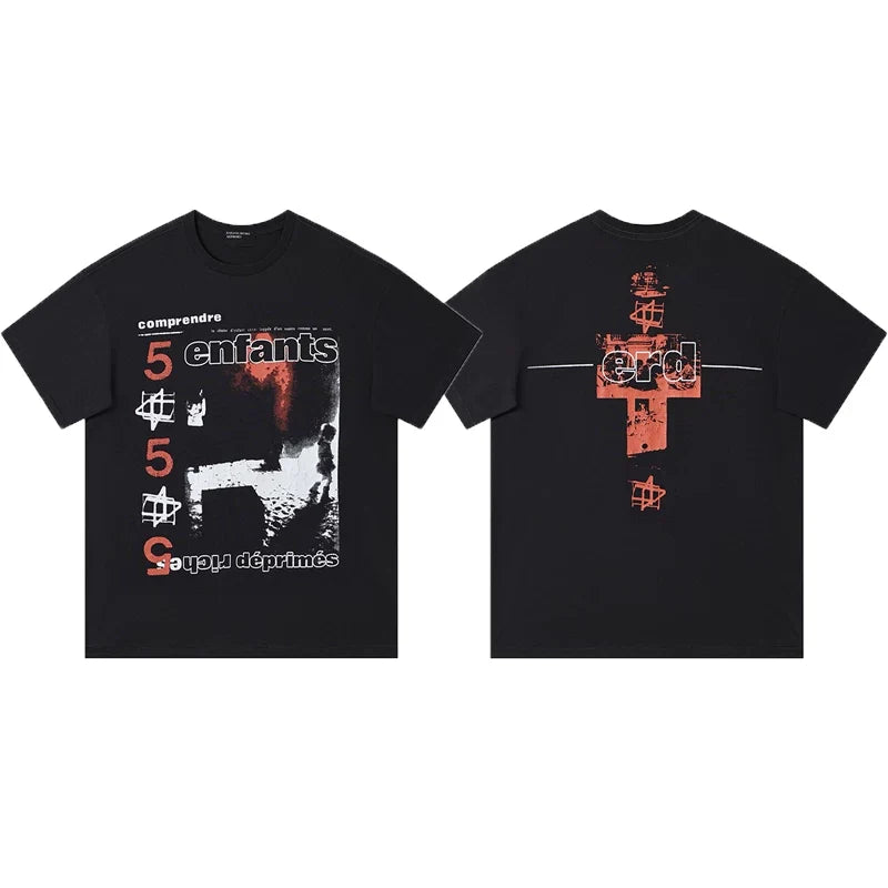 ERD “Comprendre 5” Burning City Cross T-Shirt — Black