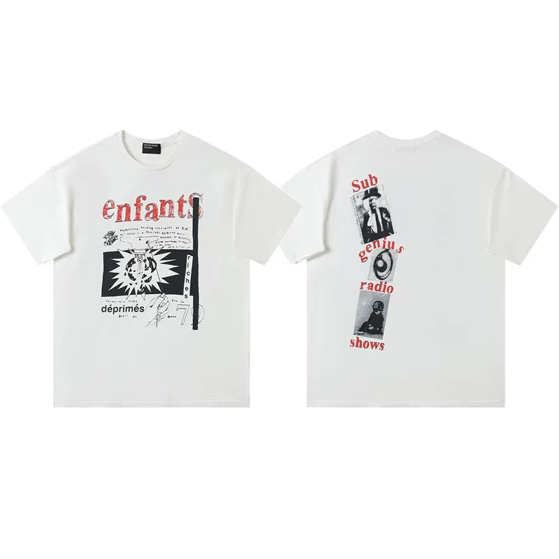 ERD “Sub Genius Radio Shows” Graffiti Anime T-Shirt — White