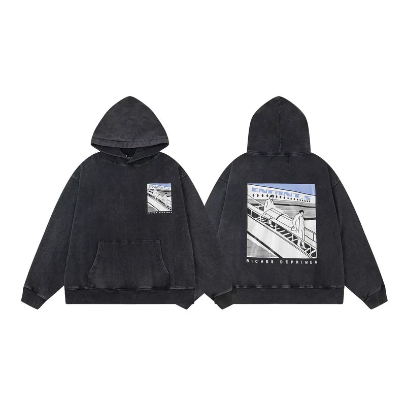 ERD Getting Off the Plane Pullover Hoodie — Washed Black