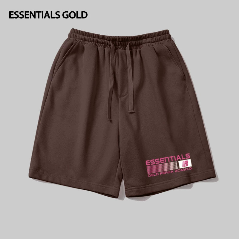 ESSENTIALS Creative Letter Printed Drawstring Sports Pentagram Pants for Men and Women Summer Trendy Brand Couple Wide Leg Shorts