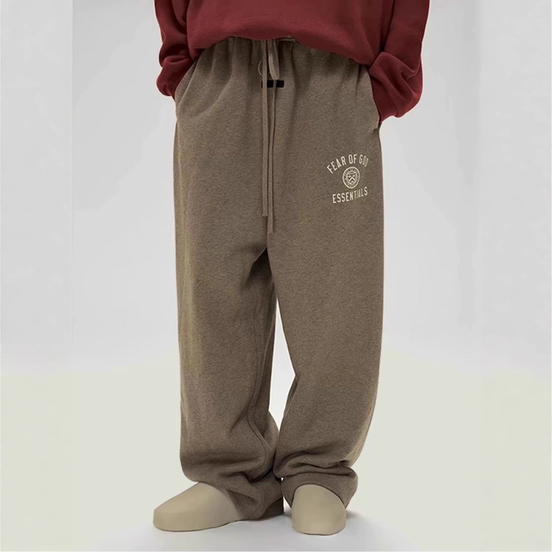 ESSENTIALSHHH Autumn/Winter Plush American High Street Trendy Brand Casual Loose Couple Pants Men's and Women's Bathroom Pants Men's