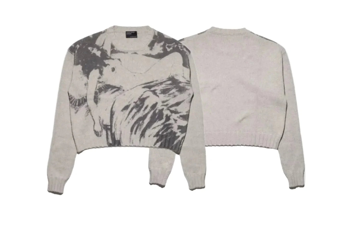 ERD Reclining Nude Figure Jacquard Knit Sweater - Oatmeal