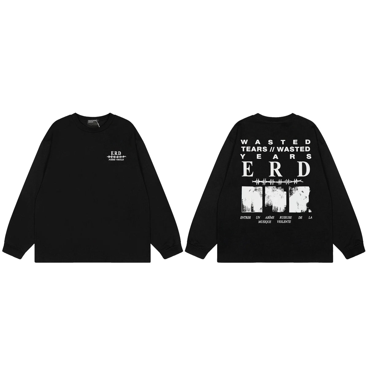 ERD “Wasted Tears // Wasted Years” Long Sleeve T-Shirt — Black