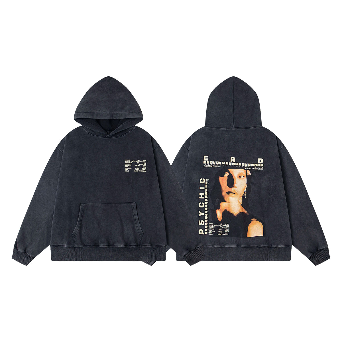 ERD “Psychic” Pullover Hoodie — Washed Black