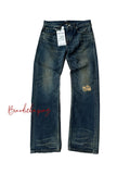 Echo Alley Washed Distressed Straight-Leg Jeans — Retro Blue