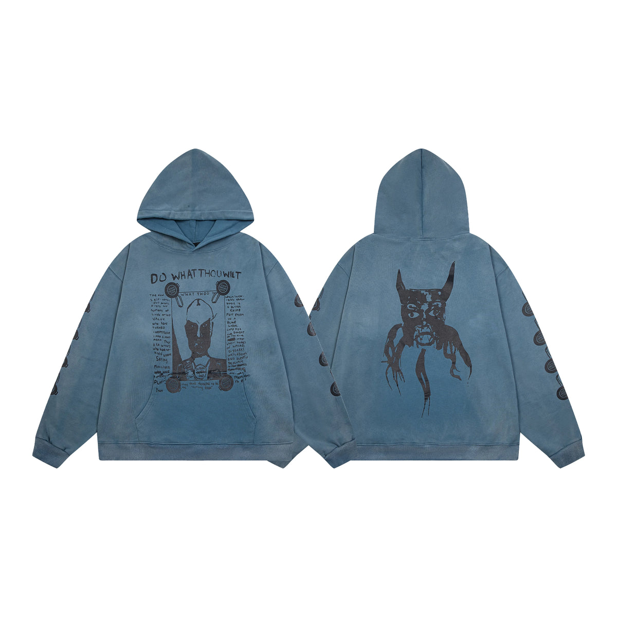 ERD “Do What Thou Wilt” Pullover Hoodie — Washed Blue