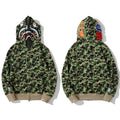 BAPE Style Camo Shark Full-Zip Hoodie - Classic Green