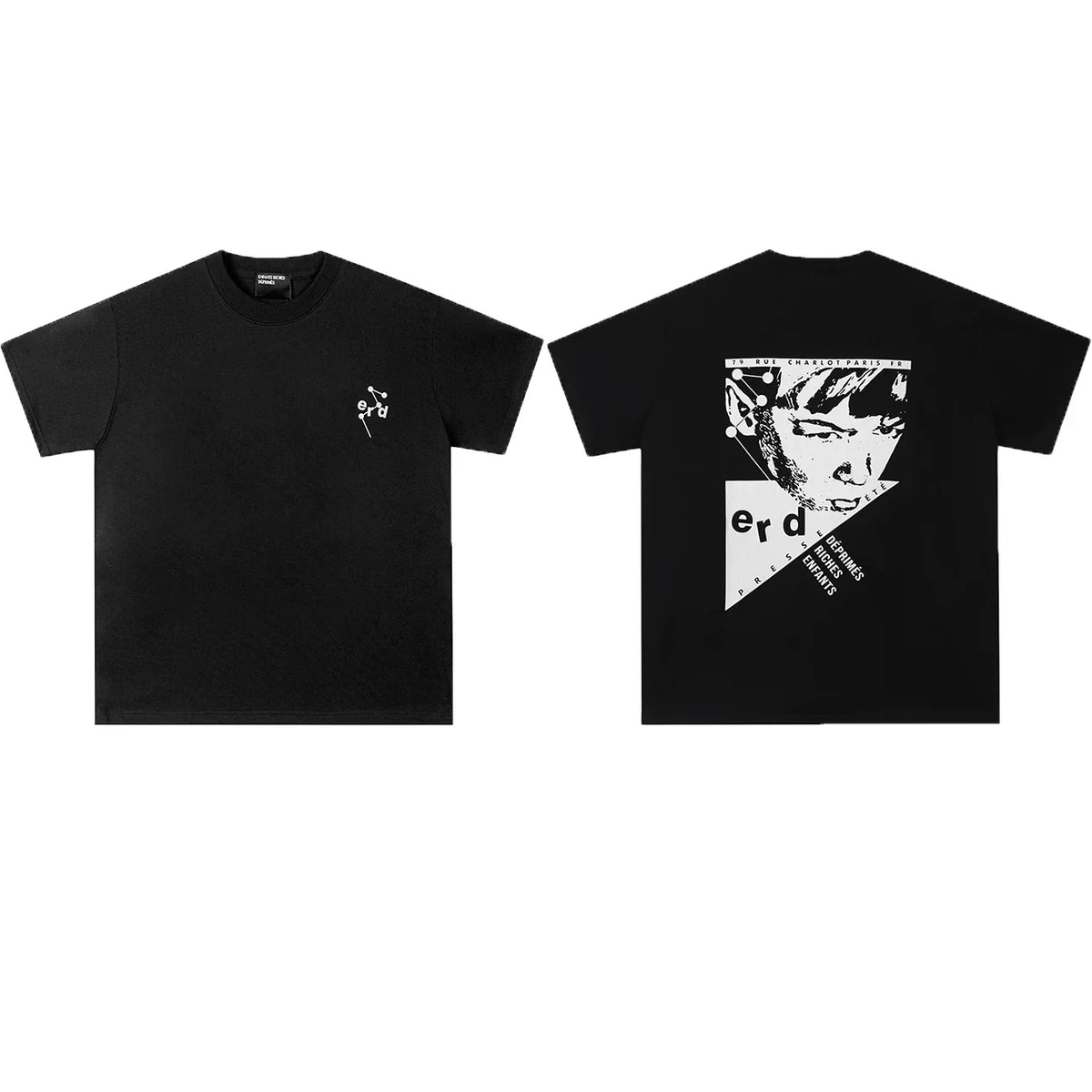ERD Geometric Portrait Back T-Shirt — Black