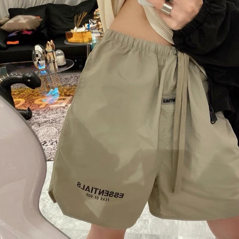 FOG woven shorts ESSENTIALS American reflective letter men's and women's high street casual plus velvet sports five quarter pants
