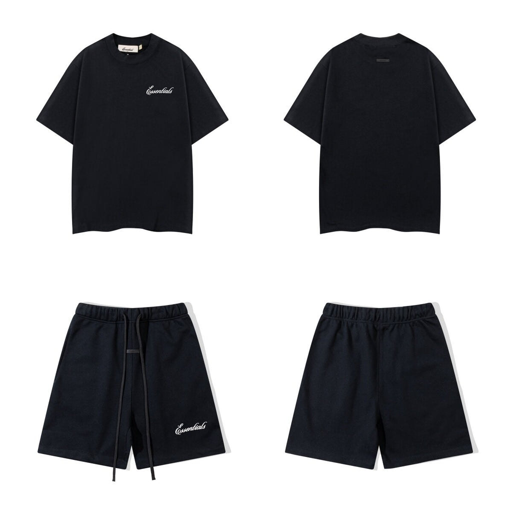 FOG Double Line ESSENTIALS Three Dimensional Letter Logo Printed Summer Loose Casual Short sleeved T-shirt Shorts Set